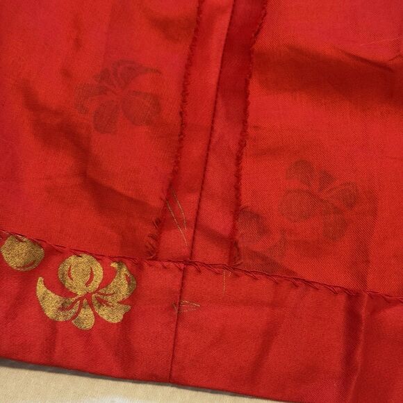 Vintage 60s Hawaiian Togs Maxi Dress Red Gold Metallic Floral Draped Back Small - Picture 12 of 13